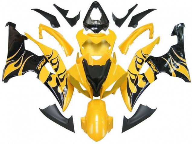 Amarillo Negro Llama R6 Carenado Moto R6 08-16 Amarillo Negro Llama R6 Carenado Moto R6 08-16
