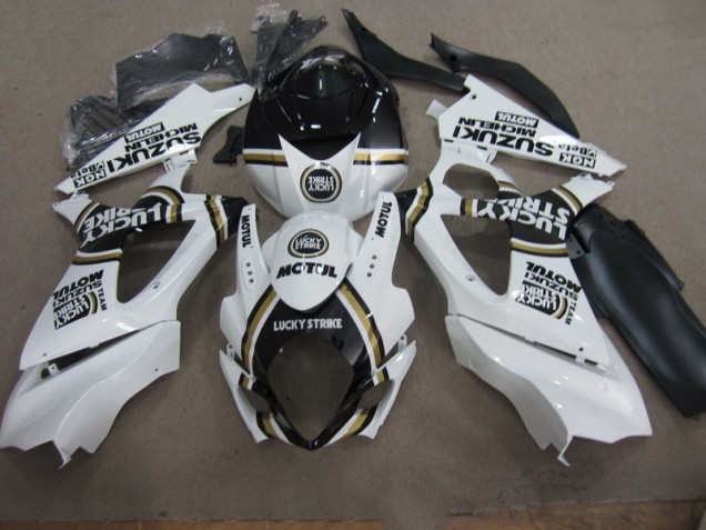 Blanco Lucky Strike Negro Motul Carenado Moto GSXR 1000 K7 07-08 Blanco Lucky Strike Negro Motul Carenado Moto GSXR 1000 K7 07-08