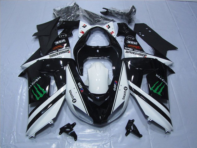Negro Blanco Monster Touch4 Carenado Moto ZX6R 07-08 Negro Blanco Monster Touch4 Carenado Moto ZX6R 07-08