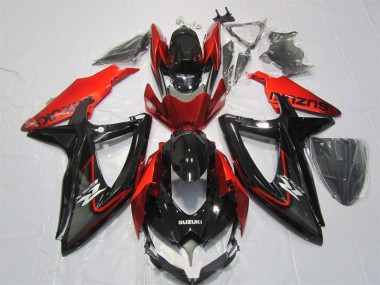 Negro Rojo ABS Kits Carenado Moto GSXR 1000 K7 07-08