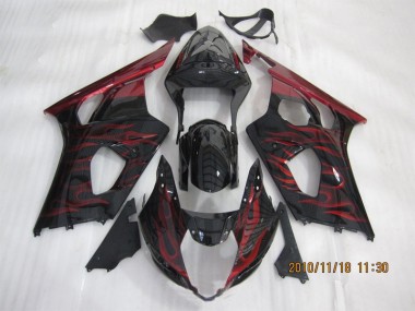 Negro Rojo Llama Carenado Moto GSXR 1000 K3 03-04