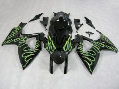 Negro Verde Llama Carenado Moto GSXR 600 K6 06-07