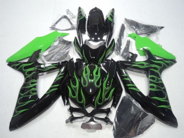 Negro Verde Llama Carenado Moto GSXR 600 K8 08-10