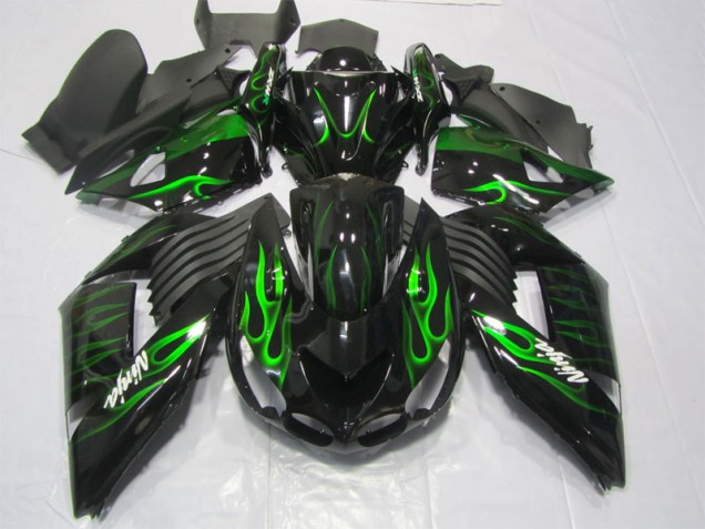 Negro Verde Llama Ninja Carenado Moto ZX14R ZZR 1400 06-11 Negro Verde Llama Ninja Carenado Moto ZX14R ZZR 1400 06-11