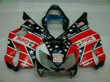 Rojo Blanco Azul Castrol Cycle World Carenado Moto CBR 600 F4i 01-03